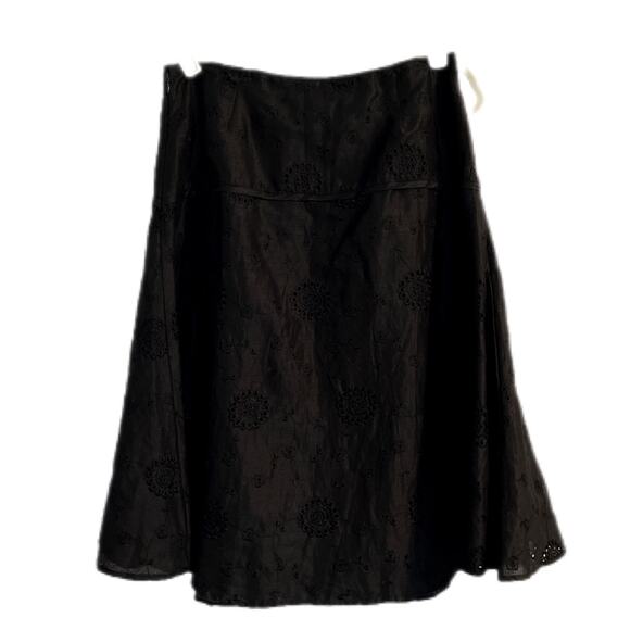 Carole Little Dresses & Skirts - Vintage Carole Little Skirt Size 8 Black Embroidered Eyelet A-Line Fully Lined